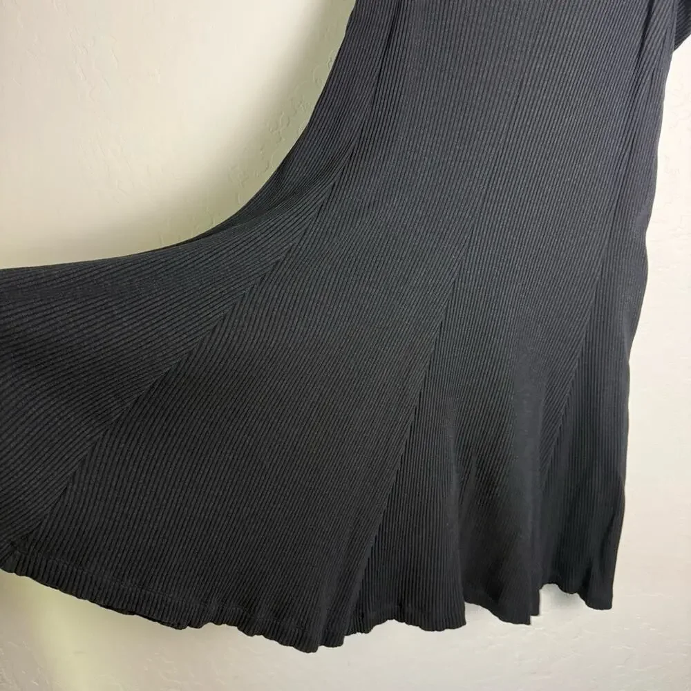 Mara Hoffman Meda Black Rib Knit Midi Skirt XL